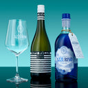 The Azzurino Spritz Society Set: THE ILLUSIONIST AZZURINO APERITIVO, Fritz Müller Perlwein, THE ILLUSIONIST AZZURINO GLASS